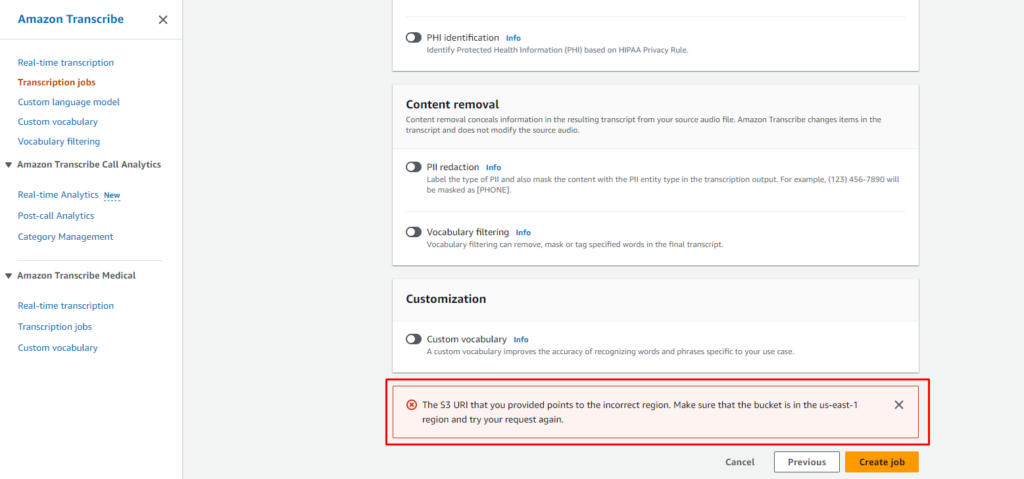 translate audio into text with Amazon “AWS Transcribe”, image 10