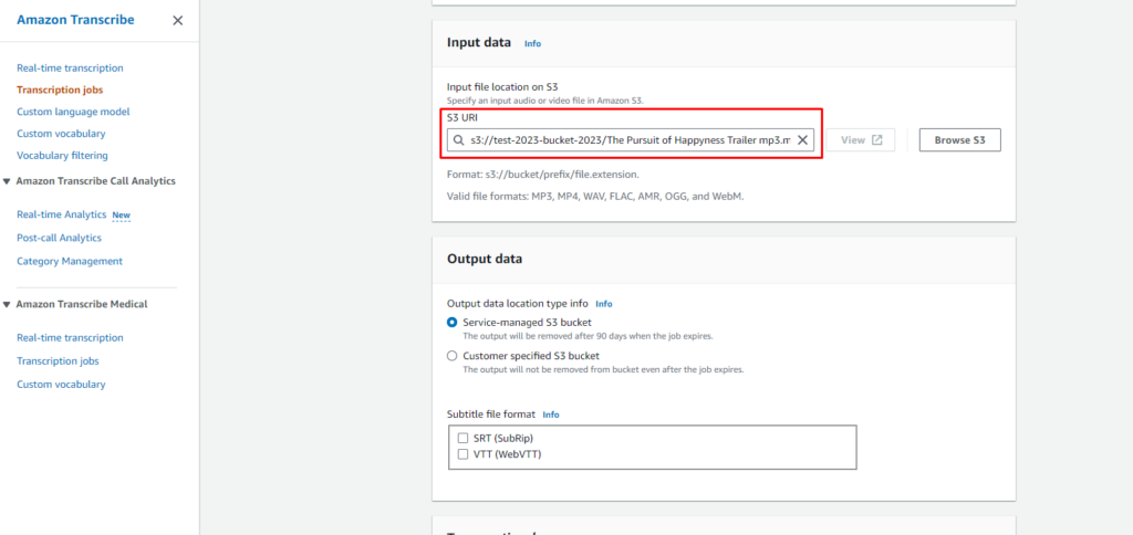 translate audio into text with Amazon “AWS Transcribe”, image 14