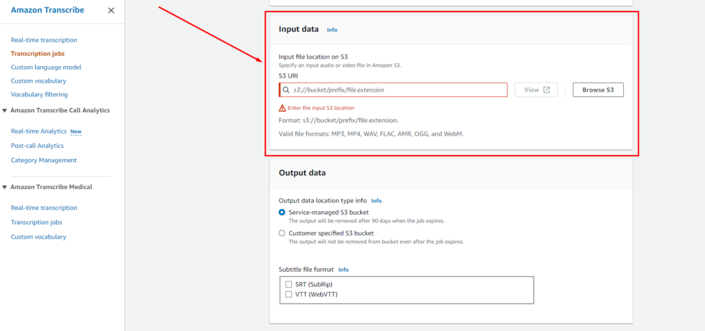 translate audio into text with Amazon “AWS Transcribe”, image 5