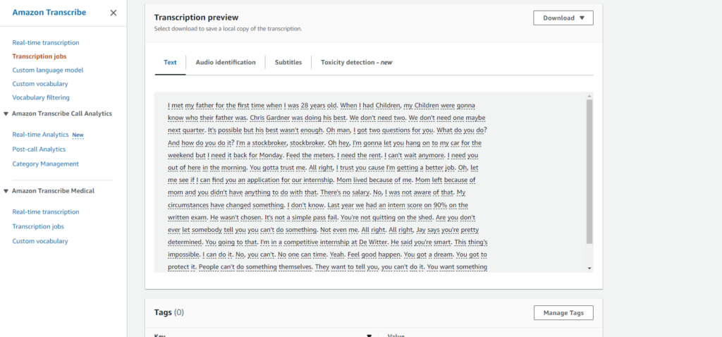 translate audio into text with Amazon “AWS Transcribe”, image 19
