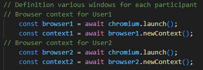 Definition of separate windows for each participant