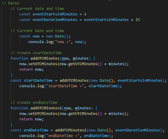 adding minutes to our already existing current date