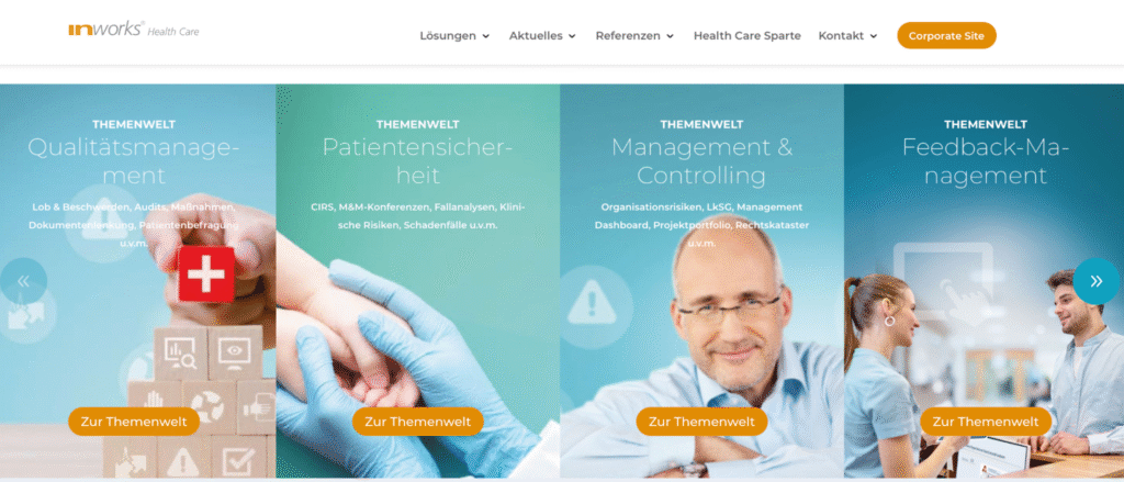 Inworks develops secure communication and coordination platforms for hospitals, main screen