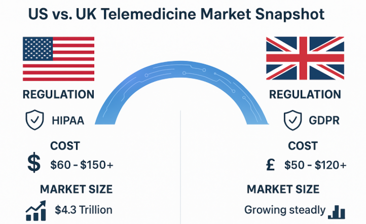 US vs UK Telemedicine Market Snapshot